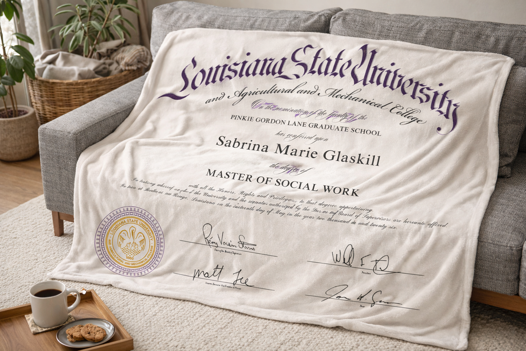 Custom Graduation Blanket Photo Diploma Design Senior Keepsake Gift