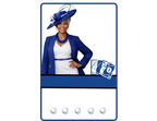 Custom Playing Card mockup of a Woman in a blue outfit with a matching hat on a white background