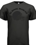 Black on Black football helmet T-shirt with collegiate lettering and football helmet graphic